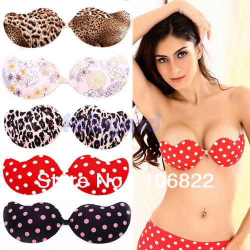 Free Shipping Push Up Self-Adhesive Silicone Front Closure Strapless Invisible Bra 5 Colors SL00258