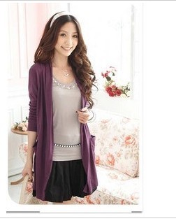 Free Shipping, Q 2013 new arrival cardigan double pocket long shirt outerwear