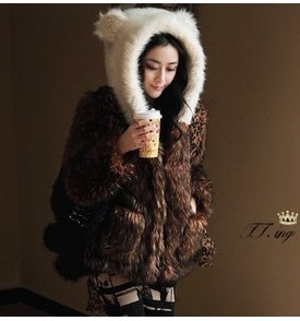 Free Shipping, Q winter ear unlicked bear outerwear faux thick overcoat outerwear