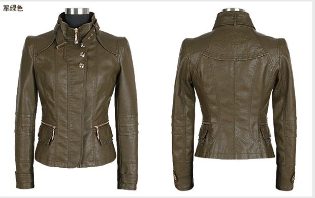 Free shipping!Qiu dong outfit coat brief paragraph standing collar motorcycle woman leather (PU) jacket