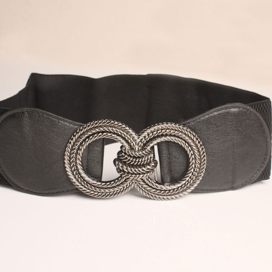 Free Shipping Quality casual fashion belt female decoration elastic wide belt vintage black leather cummerbund y094