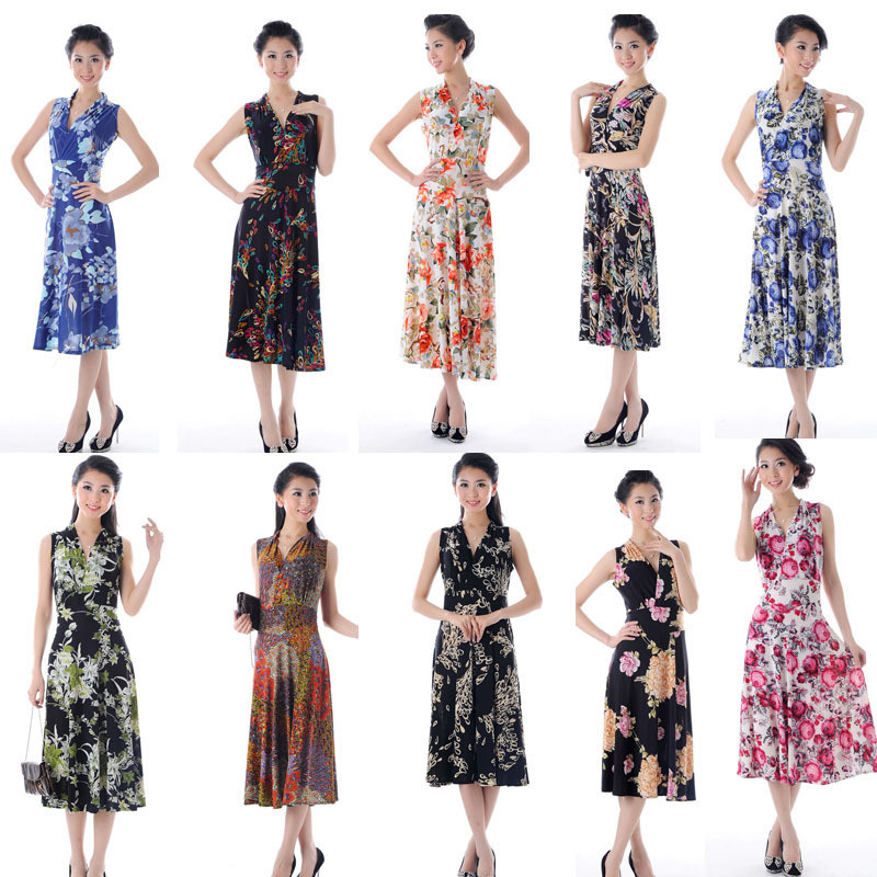 Free shipping Quinquagenarian one-piece dress summer fashion women's summer