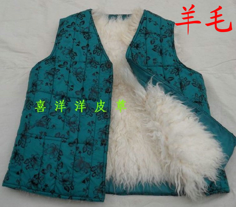 Free shipping! Quinquagenarian Women wool vest women's fur one piece genuine leather waistcoat vest winter thermal