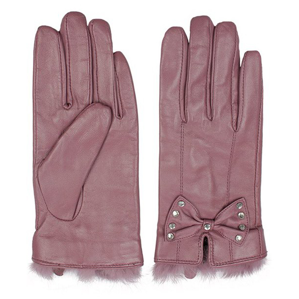 Free shipping Rabbit fur sheepskin gloves kenmont women's bow genuine leather gloves autumn and winter elegant 2981