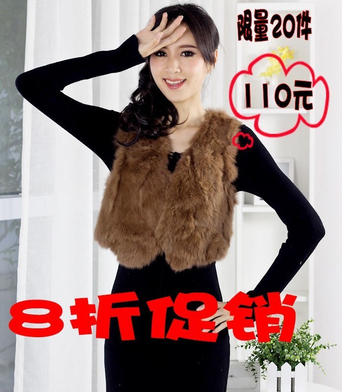 FREE SHIPPING! Rabbit fur short design vest 2012 new arrival Women rabbit fur