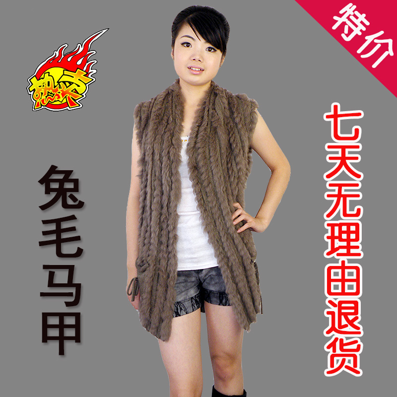 Free shipping Rabbit fur vest vest outerwear medium-long women's autumn and winter