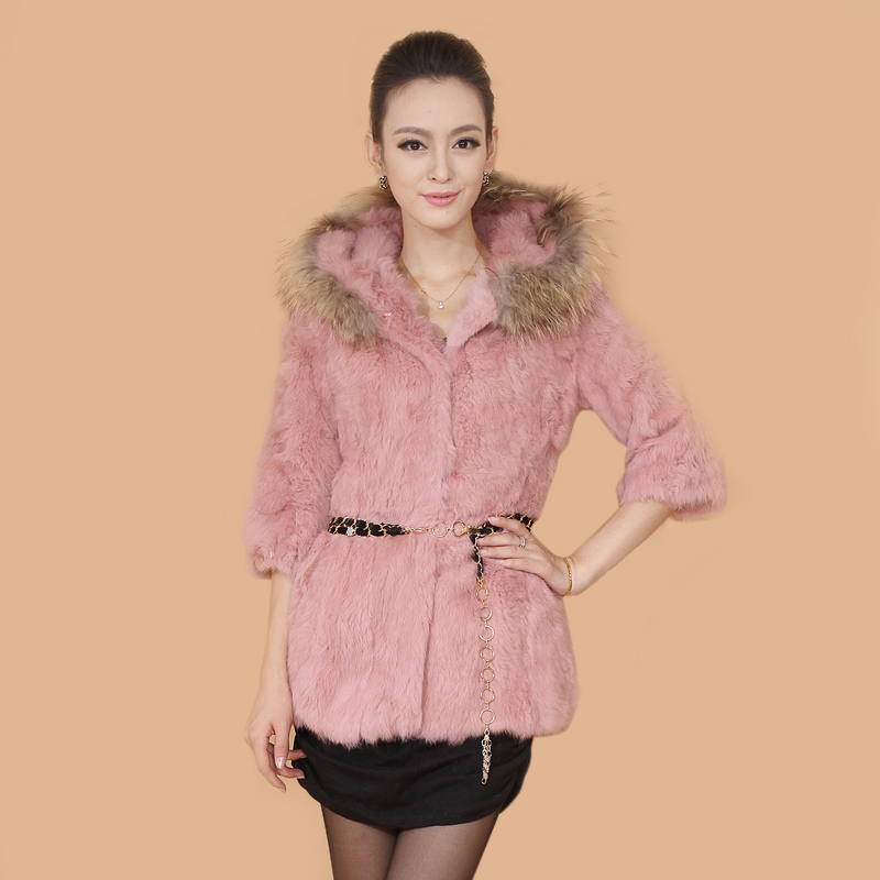 Free shipping rabbit hair fur coat fashionable dress coat