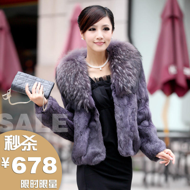 free shipping Raccoon fur rabbit fur coat female short design fur overcoat