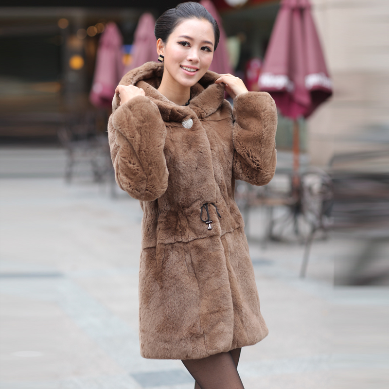 Free Shipping! Real Fur Coat,The Winter Coat For Women,Rabbit Coat,Pink Fur Collar