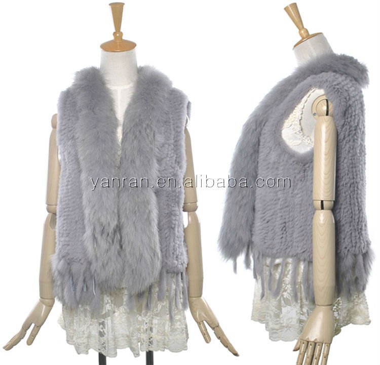 Free shipping Real rabbit and raccoon dog knitted fur gilet YR-442A ~wholesale~retail~OEM