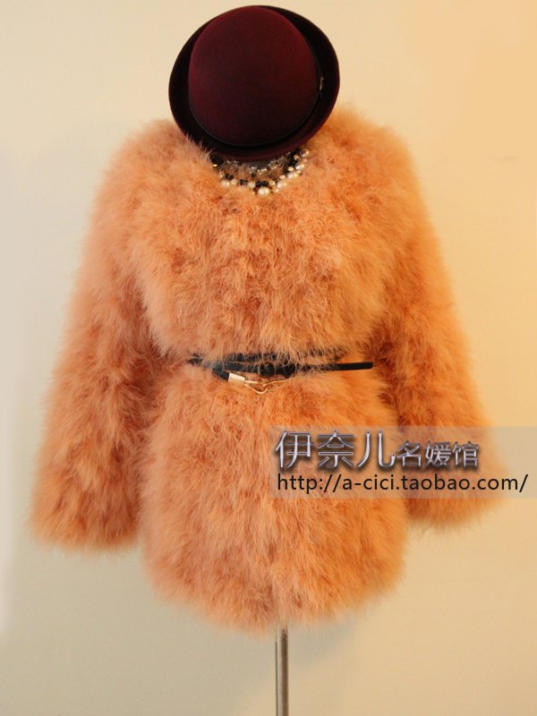 Free shipping  Reality pats the high-grade ostrich hair Jiamian thickening of long fur coat