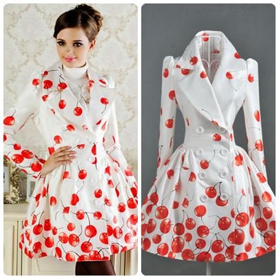 Free shipping red cherry skirt double breasted coat ladies belt slim long trench autumn new fashion 2013