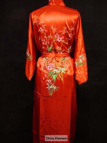 Free Shipping Red New Chinese Women's Silk Satin Eambroider Kimono Robe/Gown S M L XL XXL XXXL