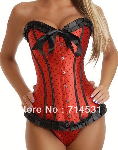 Free Shipping! Red Satin Corset sexy lingerie  Ladyies' Sexy Lingerie/Brocade/Bustier/Corset/Lingerie RedS036