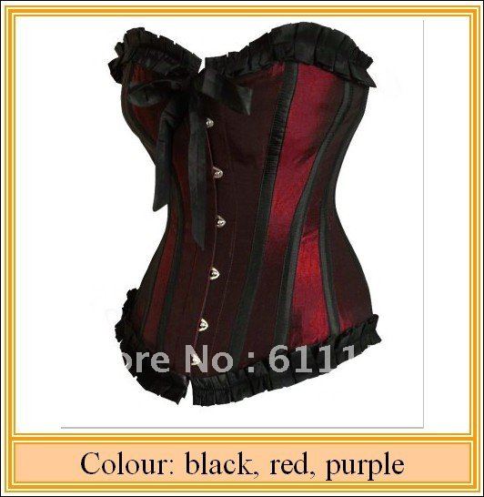 Free shipping!Red Taffeta Overbust Corset body lift shaper Burgundy Sexy Lingerie  !wholesale