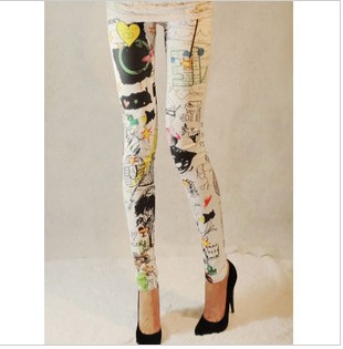 Free shipping Restore ancient ways cartoon stars love letters hand-painted graffiti white nine minutes of pants