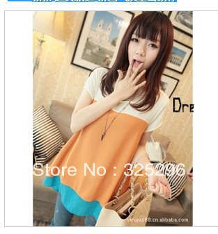 Free shipping retail 2013 new fashion beautiful elegant color matching extraordinary temperament type women chiffon shirt dq089