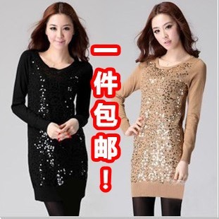 FREE SHIPPING! Retail and Wholesale! 2013 autumn slim sweater long design female knitted basic shirt