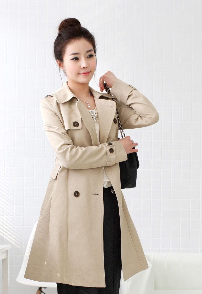 free shipping Retail autumn sweety slim fashion Double-breasted long sleeve SML XL women's Casual long Trench coat R0132