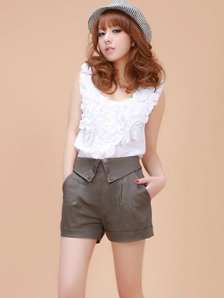 free shipping Retail spring summer sweety slim popular solid color cotton army green women's Casual hot shorts R8019