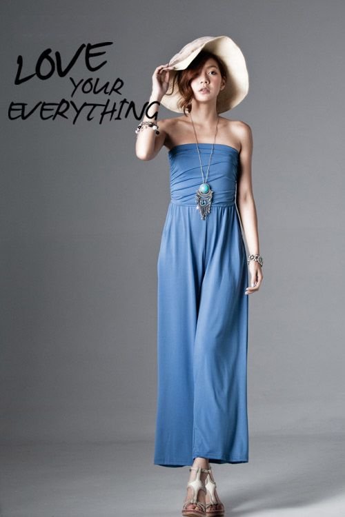 free shipping Retail summer sweety sexy slim popular solid cotton women's Casual Strapless loose pants Jumpsuits E30049