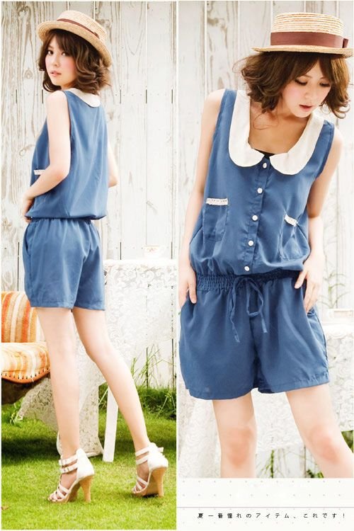 free shipping Retail summer sweety slim popular SML polyester sleeveless 2 color women's Casual shorts Jumpsuits R0727