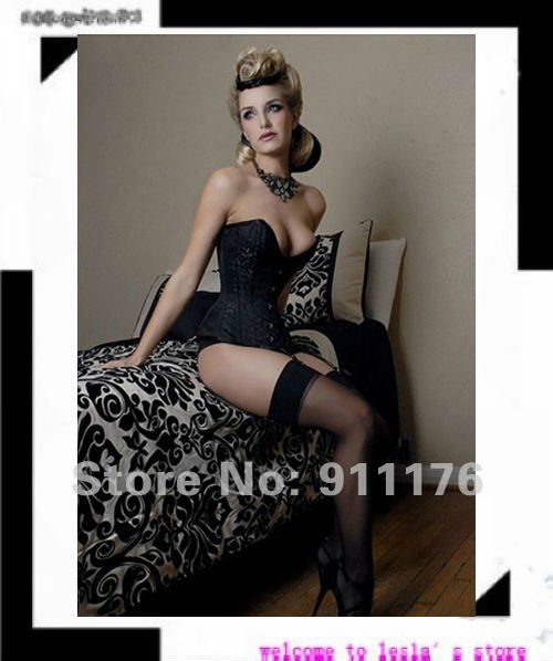 Free shipping!!! Retail/ wholesale,2012 Fashion Black Lure Low-cut Corset  bustier+Fast Delivery NA5162+1