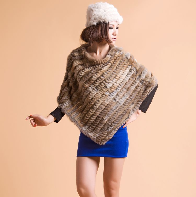 Free Shipping Retail/wholesale/OEM Cheap Hot Sale Knitted Rabbit Fur Poncho/Shawl/Coat