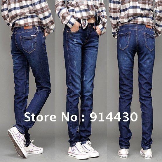 Free Shipping, Retail & Wholesale Women Cotton Denim Jeans, Leisure and Casual Trousers