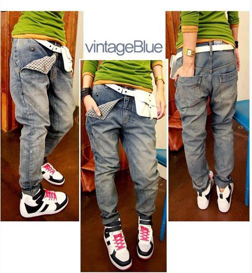 Free Shipping Retro 120 finishing hiphop style baggies trousers denim trousers 9618