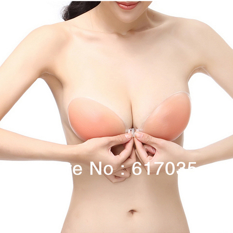 Free Shipping Reusable Big Button Thin Silicone Invisible Bra Self Adhesive Strapless Bra WOMEN strapless