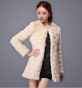 Free shipping  rex rabbit hair fur coat medium-long thickening overcoat women's