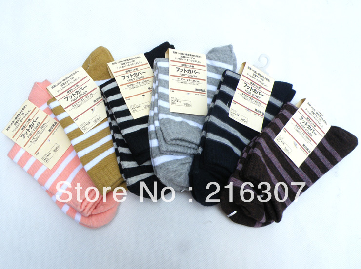 Free Shipping rhombus stripe solid color 100% cotton female's socks