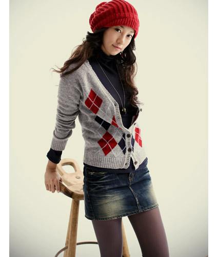 Free Shipping Rhombus sweater outerwear - 20036