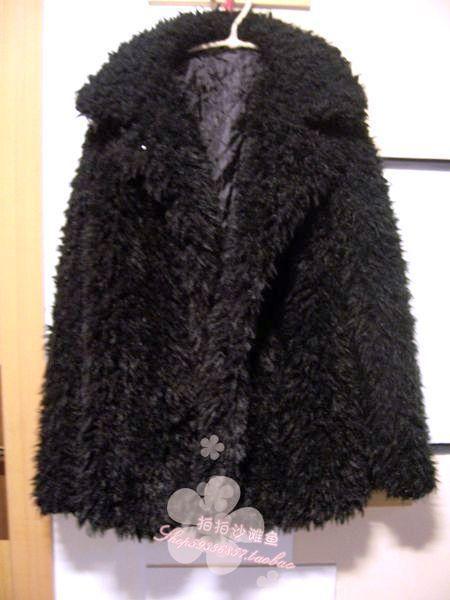 Free shipping Roll roll berber fleece outerwear wadded jacket large lapel fur coat