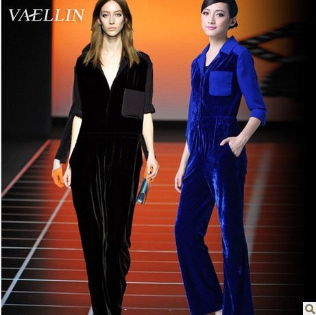 Free Shipping Rompers velvet 2013 fall and winter clothes new, coveralls, trousers, skirts, wide leg leisure jumpsuit-G284