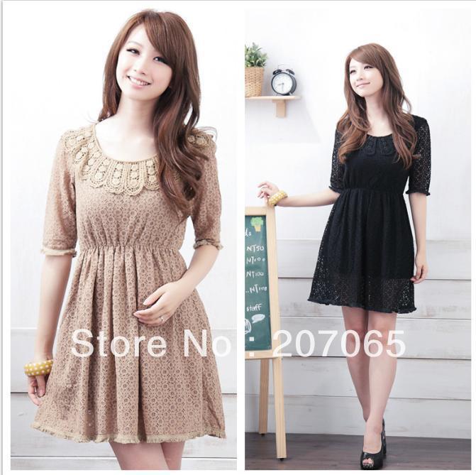 Free shipping Round neck plus size women dress ,lace ladies' dress 2 colour size XL,2XL,3XL,4XL