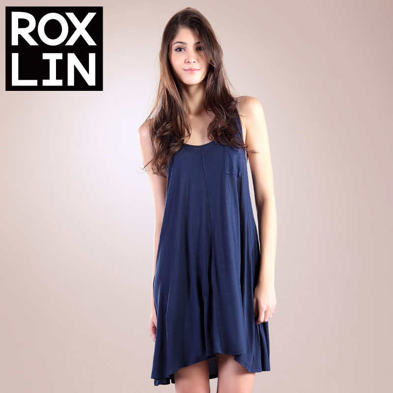 Free Shipping Roxlin 2013 magazine all-match solid color personalized tank dress 3