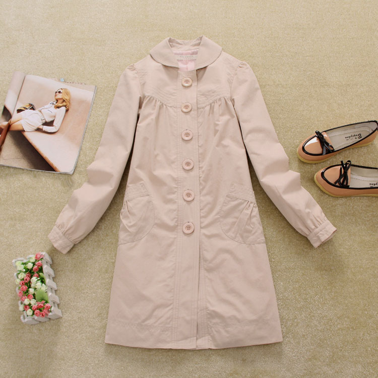 Free shipping! Rq66 2013 women's spring medium-long single breasted peter pan collar trench - 0.43