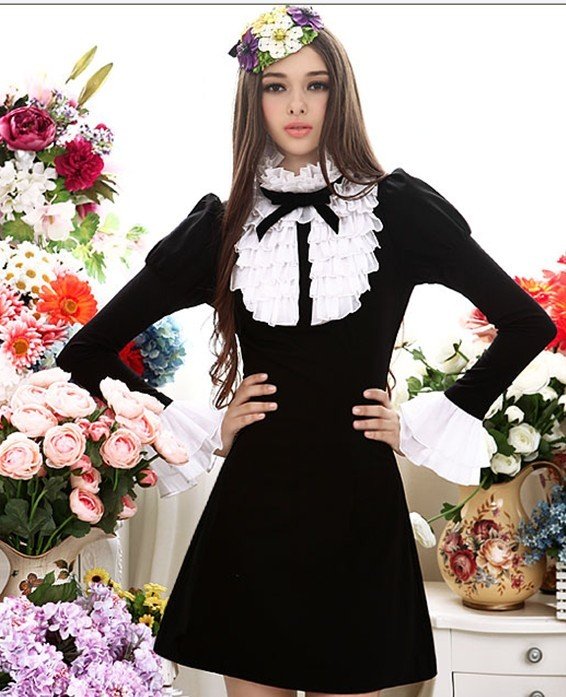 free shipping S-XL Manufacturers supply wholesale women's black dress MOQ 1PC#W0124