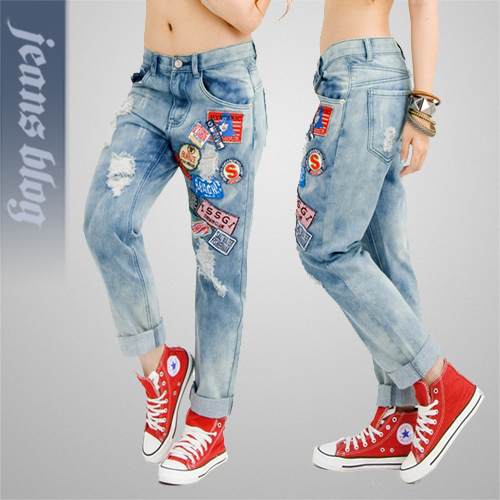 Free Shipping  Sales Limited Ladies Harem  Pants Leisure  Street Style Appliques Jeans 9968