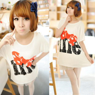 Free Shipping Scite 2013 summer maternity clothing bow fashion loose long design maternity t-shirt summer 2b