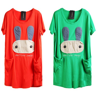 Free Shipping Scite plus size rabbit maternity clothing summer maternity short-sleeve t shirt top summer 2b