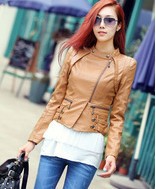 Free shipping Sell like hot cakes women motorcycle leather jacket coat natural sheepskin leather lady fashion slim leather coat