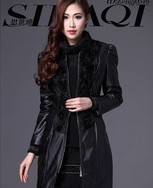 Free shipping Sell like hot cakes womn slim leather jacket coat natural sheepskin leather woman round collar leather jacket coat