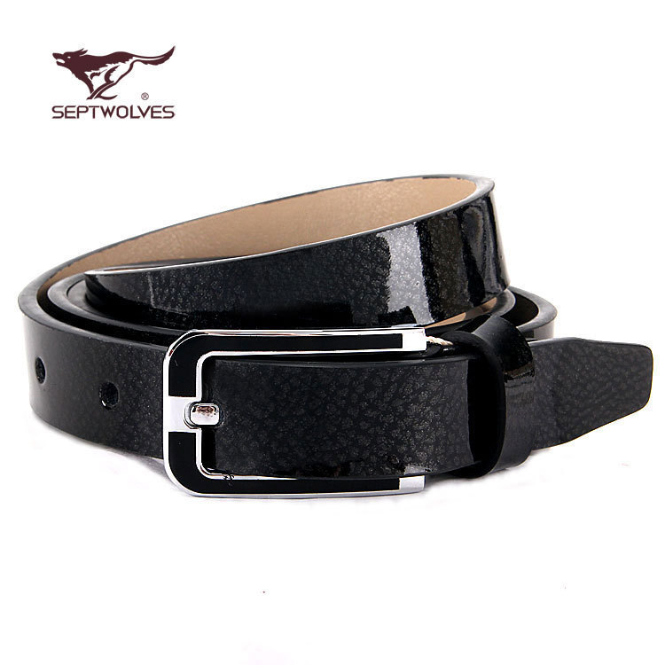 free shipping, SEPTWOLVES women's strap genuine leather japanned leather pin buckle fashion belt ha228078000