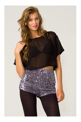 Free Shipping Sequin higt  Waist Shorts FM120495