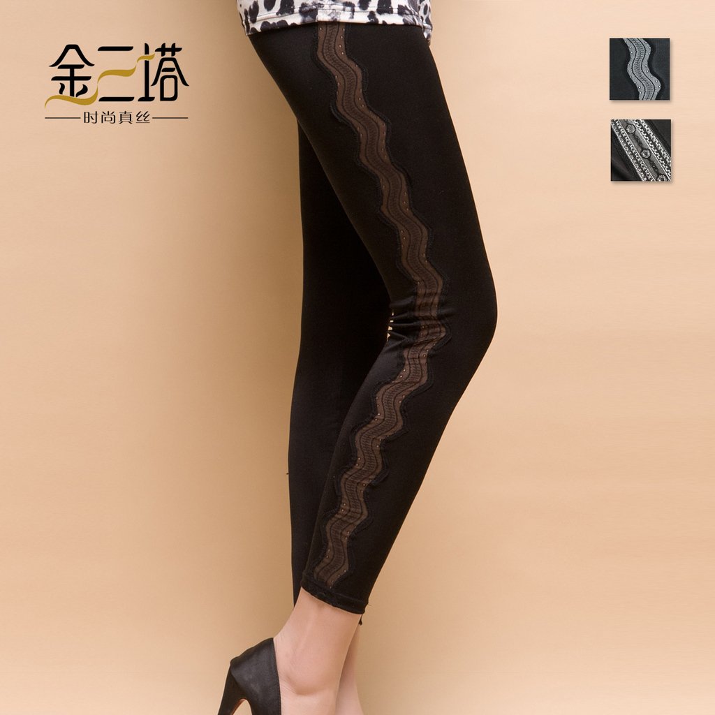 free shipping Sericiculture silk women's legging sexy laciness legging