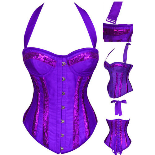 free shipping Sexy #1012 Lace up purple boned Corset Bustier Top S M L XL XXL