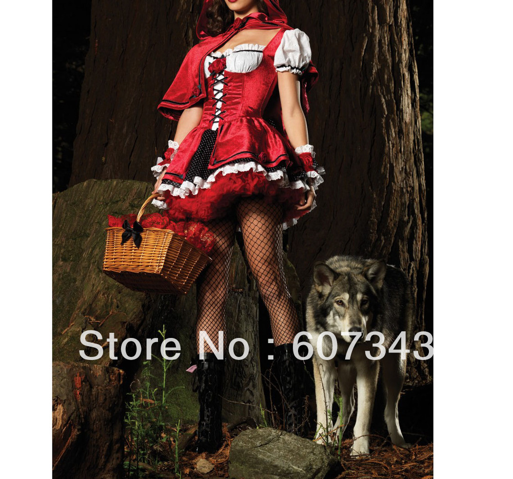 Free shipping sexy adult costume, Divine Little Red Riding Hood  Adult Sexy Halloween Costume Leg Avenue